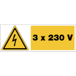 Autocollant de danger �lectrique avec voltage - 3x230 v