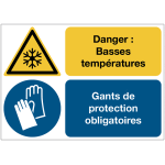 Autocollant lavable toughwash� danger basses temp�ratures - port de gants obligatoire