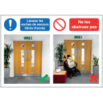 Autocollants et panneaux bonnes pratiques - laissez les sorties libres d'acc�s - ne les obstruez pas