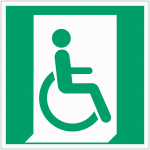 Autocollants et panneaux d'�vacuation et de secours iso 7010  sortie de secours pour personnes � mobilit� ...