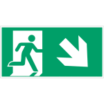 Autocollants et panneaux avec fl�chage iso 7010  homme qui court � droite, fl�che 45� vers le bas  - ...