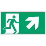 Autocollants et panneaux avec fl�chage iso 7010  homme qui court � droite, fl�che 45� vers le haut  - ...