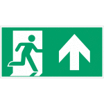 Autocollants et panneaux avec fl�chage iso 7010  homme qui court � droite, fl�che vers le haut  - e002 ...
