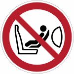 Autocollants et panneaux d'interdictions iso 7010  interdiction d'installer des si�ges pour enfants  ...