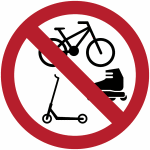 Autocollants et panneaux d'interdiction  vlos, roller et trottinettes interdites