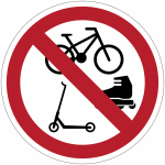 Autocollants et panneaux d'interdiction  v�los, roller et trottinettes interdites