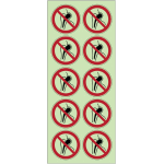 Autocollants photoluminescents en planche iso 7010  entre interdite aux porteurs d implants mtalliques  ...