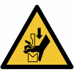 Autocollant toughwash avec pictogramme iso 7010  danger: ecrasement de la main dans l'outil d'une presse ...