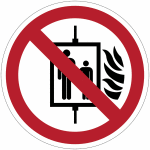 Panneaux et autocollants iso 7010 interdiction d'utiliser l'ascenseur en cas d'incendie - p020