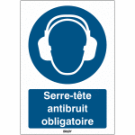 Autocollant toughwash� avec texte iso 7010 - serre - t�te antibruit obligatoire - m003