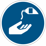 Autocollant toughwash� avec pictogramme iso 7010 utiliser une cr�me de protection - m022