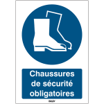 Autocollant toughwash� avec texte iso 7010 - chaussures de s�curit� obligatoires - m008