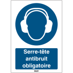 Autocollant toughwash� avec texte iso 7010 - serre - t�te antibruit obligatoire - m003