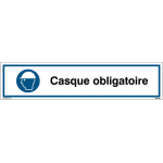 Bande autocollante iso 7010 - m014 - casque obligatoire