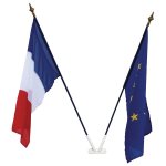 Drapeaux fran�ais et europ�en avec porte - drapeau pour �coles