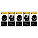 Etiquettes ansi z535  attention - serre - t�te antibruit obligatoire