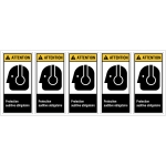 Etiquettes ansi z535  attention - serre - t�te antibruit obligatoire