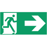 Etiquette pour blocs de secours  homme qui court, fl�che � droite