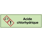Etiquette clp photoluminescente - acide chlorhydrique - ghs05 / ghs07