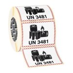 Etiquettes d'emballage adh�sives - batteries ou piles au lithium