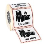 Etiquettes d'emballage adh�sives - piles et batteries au lithium ionique - pictogramme + un 3480
