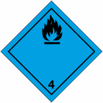 Plaques pour le transport de mati�res dangereuses classe 4. 3 - d�gage du gaz inflammable au contact ...
