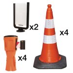 Kit 4 balises seton easyextend + 2 supports panneau + 4 cnes de signalisation
