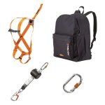 Kit anti - chute construction, harnais, antichute � rappel automatique, mousqueton et sac de transport ...