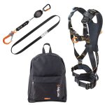 Kit anti - chute, harnais 2 points, antichute � rappel automatique, anneau de sangle et sac de transport ...