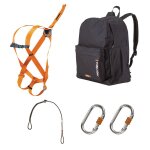 Kit anti - chute standard, harnais, longe de maintien au travail, connecteurs et sac de transport