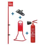 Kit extincteur co2 2kg avec support et drapeau