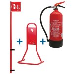 Kit extincteur  poudre avec support et drapeau