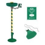 Kit lave - yeux � flux laminaire invers� sur colonne, cuvette en abs vert et p�dale