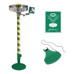 Kit lave - yeux � flux laminaire invers� sur colonne, cuvette en acier inoxydable et p�dale