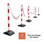 Kit poteaux  chaines et panneau zone de stockage