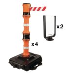 Kit seton easyextend - 4 poteaux + 4 ttes pour barrire  sangle rtractable + 2 supports panneau