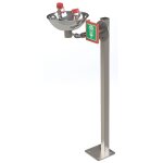 Lave yeux / visage inox sur pied avec cuvette
