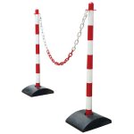 Lot de poteaux avec socle en caoutchouc, cha�ne et crochets de fixation