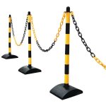 Lot de poteaux avec socle en caoutchouc, cha�ne et crochets de fixation