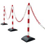 Lot de poteaux avec socle en caoutchouc, cha�ne et crochets de fixation