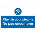 Marquage au sol avec texte et pictogramme - chemin pour pi�tons - m024