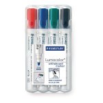 Marqueurs effaables  sec, assortiment de 4 couleurs