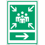 Panneaux a3 et a4  point de rassemblement apr�s �vacuation  avec fl�che � droite