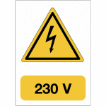 Panneau adhsif de voltage a5  danger lectricit - 230 v