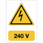 Panneau adhsif de voltage a5  danger lectricit - 240 v