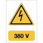 Panneau adhsif de voltage a5  danger lectricit - 380 v