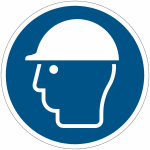 Marquage au sol iso 7010 avec pictogramme  port du casque obligatoire  m014