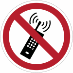 Panneaux et autocollants iso 7010 interdiction d'activer des t�l�phones mobiles - p013