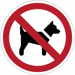 Autocollant toughwash� avec pictogramme iso 7010  interdit aux chiens  - p021