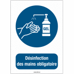 Autocollants et panneaux - d�sinfection des mains obligatoire